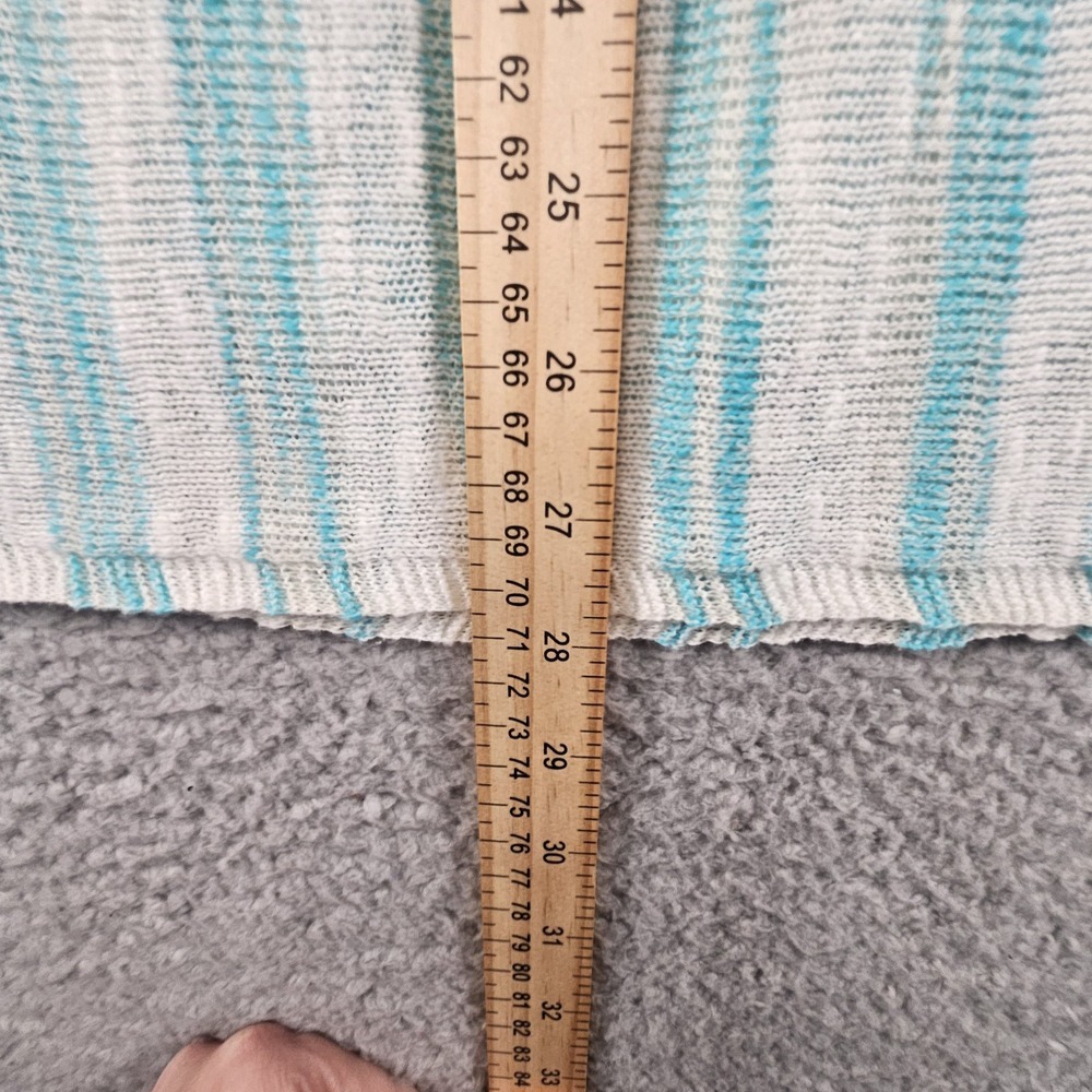 J.Jill Sweater Womens M Striped Open Knit Tassel V Neck Pockets Linen Swim Cover - Picture 9 of 12